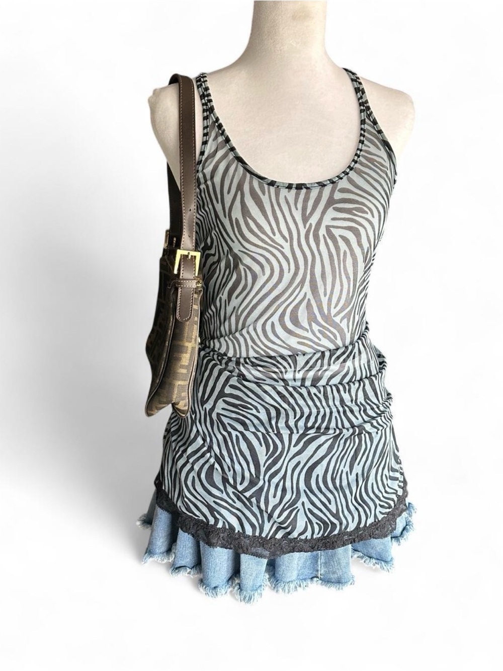 Vintage Victoria Secret Zebra Mesh Cami Top Y2K Babydoll Tank